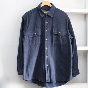 Field & Stream Men's Navy Blue Thick Flannel Cotton Button-Up Size Large